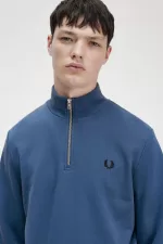 Fred Perry Half Zip Men’s Sweatshirts Midnight Blue ZXGWN0631