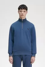 Fred Perry Half Zip Men’s Sweatshirts Midnight Blue ZXGWN0631