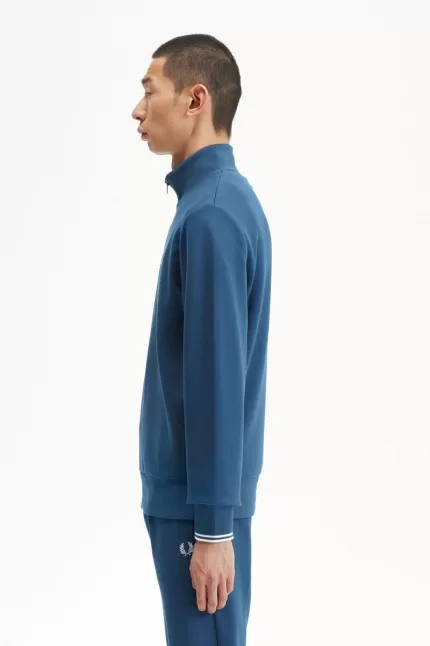 Fred Perry Half Zip Men’s Sweatshirts Midnight Blue Light Aqua KLDNJ3901