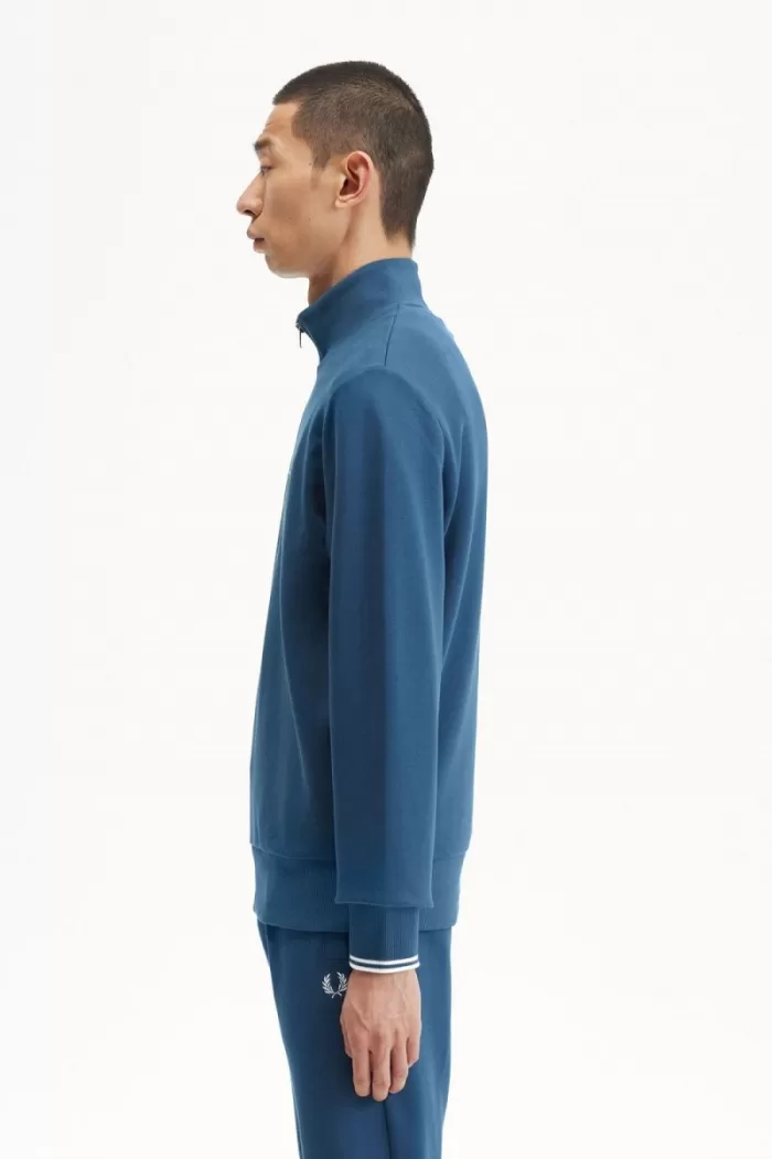 Fred Perry Half Zip Men’s Sweatshirts Midnight Blue Light Aqua KLDNJ3901