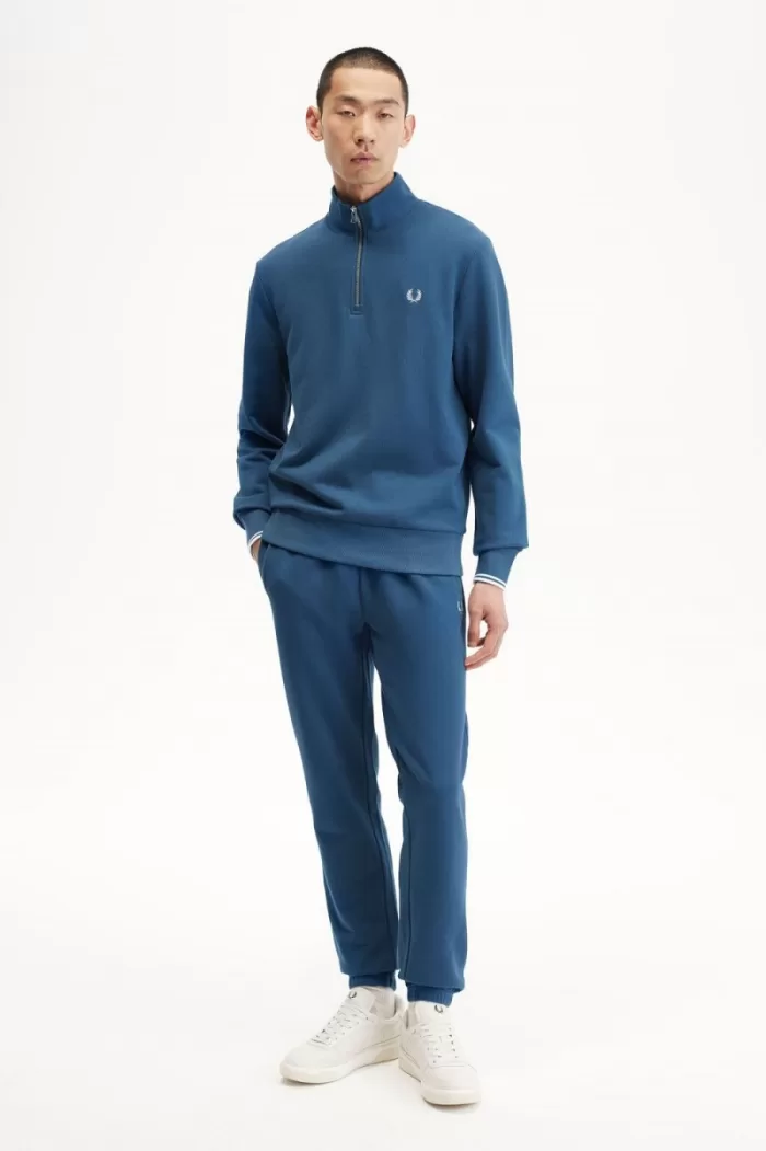 Fred Perry Half Zip Men’s Sweatshirts Midnight Blue Light Aqua KLDNJ3901