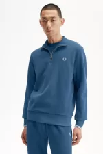 Fred Perry Half Zip Men’s Sweatshirts Midnight Blue Light Aqua KLDNJ3901