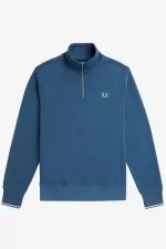 Fred Perry Half Zip Men’s Sweatshirts Midnight Blue Light Aqua KLDNJ3901