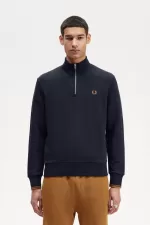 Fred Perry Half Zip Men’s Sweatshirts Navy Dark Coffee KADUN1058