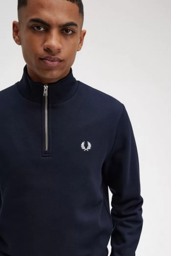 Fred Perry Half Zip Men’s Sweatshirts Navy NYRHV1529