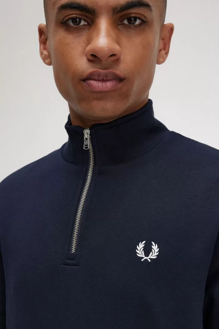 Fred Perry Half Zip Men’s Sweatshirts Navy NYRHV1529