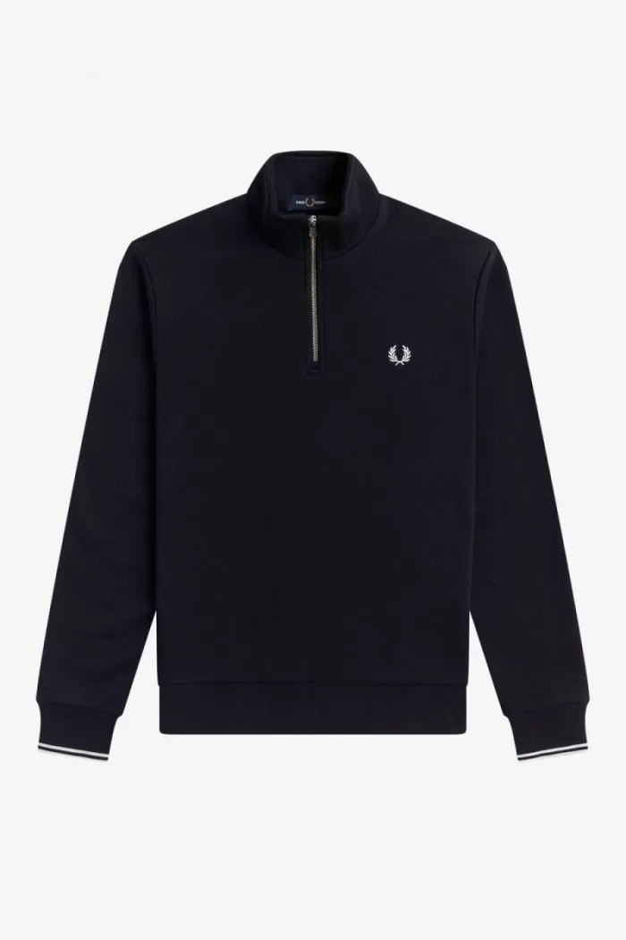 Fred Perry Half Zip Men’s Sweatshirts Navy NYRHV1529