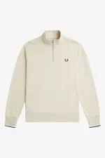 Fred Perry Half Zip Men’s Sweatshirts Oatmeal Black QTMSJ8643