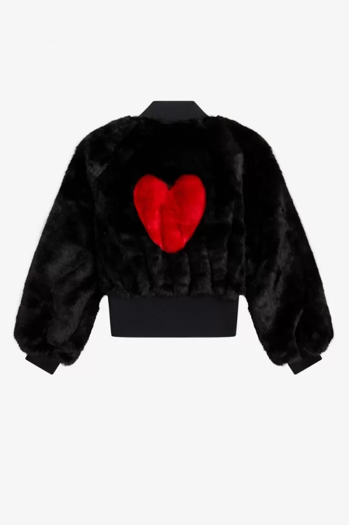 Fred Perry Heart Detail Faux Fur Women’s Jackets Black MWHVA1357