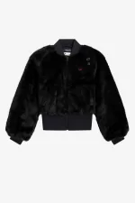 Fred Perry Heart Detail Faux Fur Women’s Jackets Black MWHVA1357