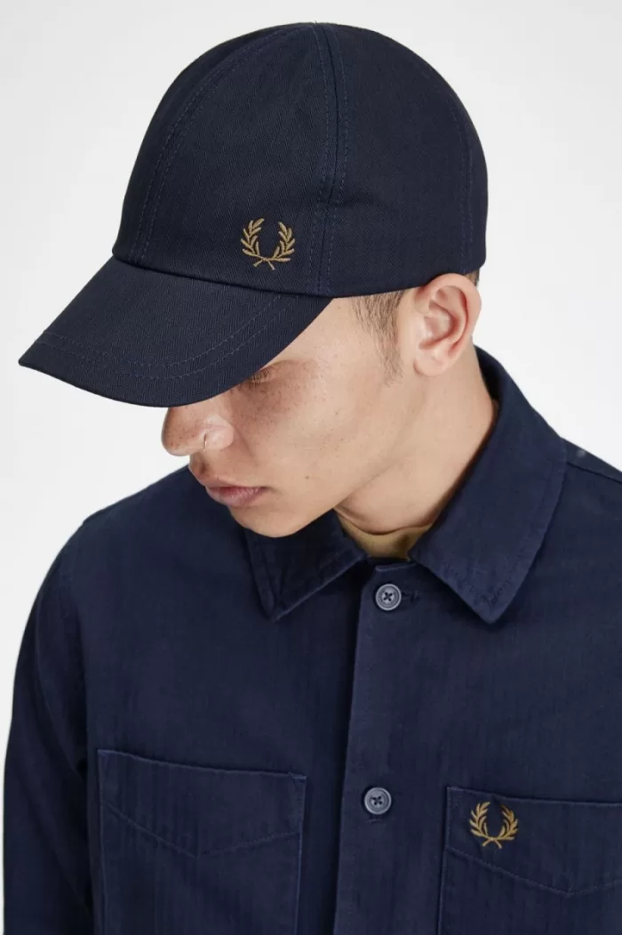 Fred Perry Herringbone Men’s Caps Navy UERVB1597