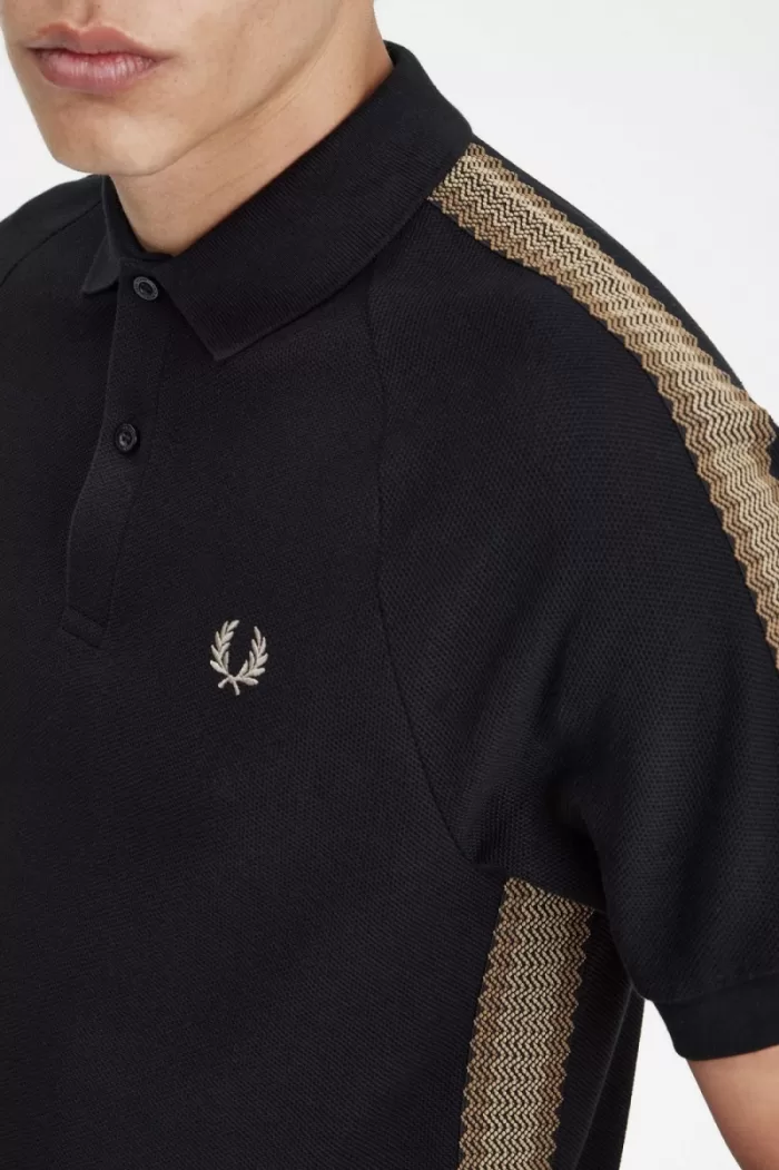 Fred Perry Honeycomb Taped Men’s Polo Shirt Black FQVDG1520