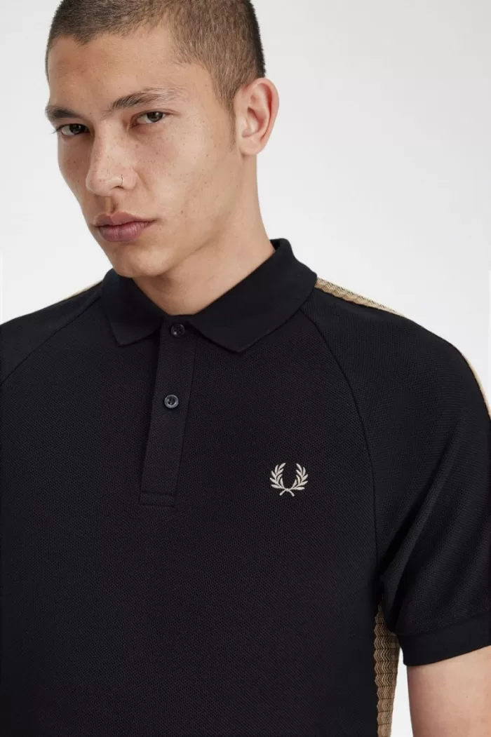 Fred Perry Honeycomb Taped Men’s Polo Shirt Black FQVDG1520