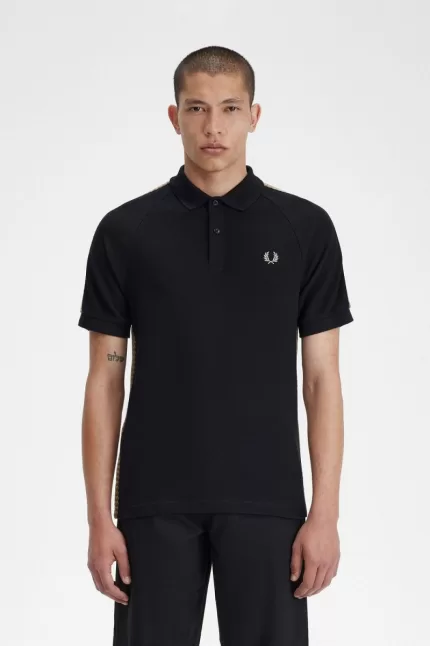 Fred Perry Honeycomb Taped Men’s Polo Shirt Black FQVDG1520