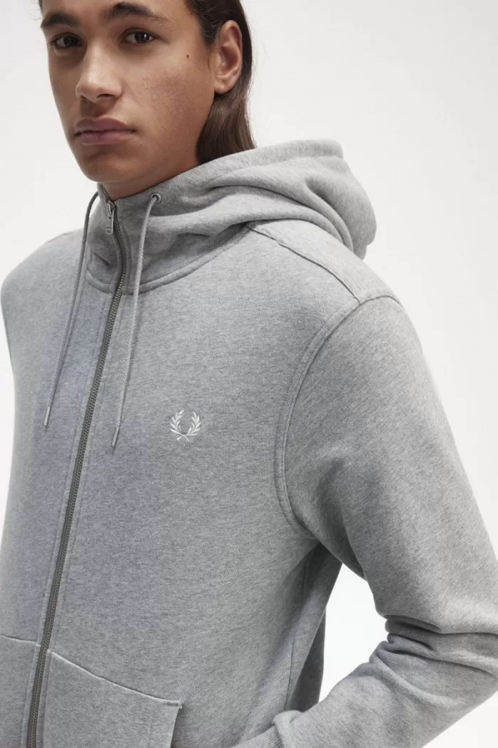 Fred Perry Hooded Zip Through Men’s Sweatshirts Grey LZGWF1780