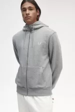 Fred Perry Hooded Zip Through Men’s Sweatshirts Grey LZGWF1780