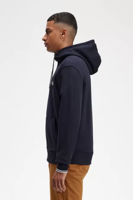 Fred Perry Hooded Zip Through Men’s Sweatshirts Navy PENVI1976