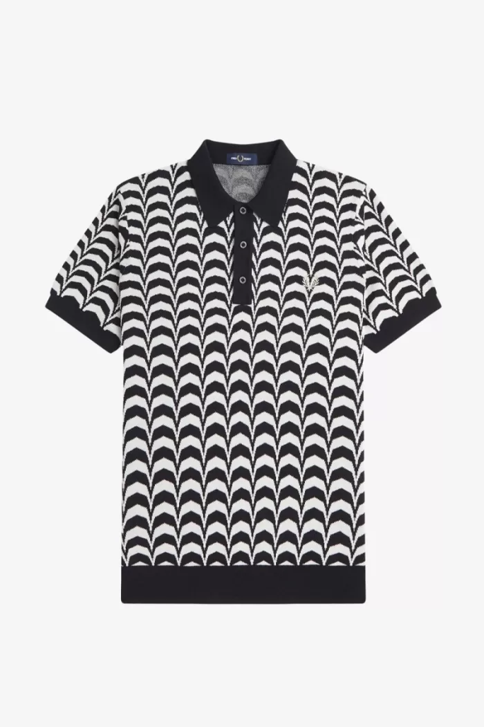 Fred Perry Jacquard Knitted Men’s Shirt Black YKXEG3097