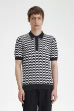 Fred Perry Jacquard Knitted Men’s Shirt Black YKXEG3097