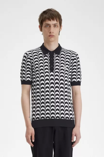 Fred Perry Jacquard Knitted Men’s Shirt Black YKXEG3097