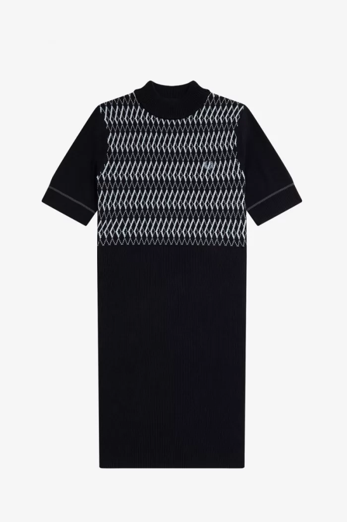 Fred Perry Jacquard Knitted Women’s Dress Navy RUMZN3184