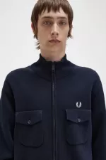 Fred Perry Knitted Men’s Track Jackets Navy VUYKF1760