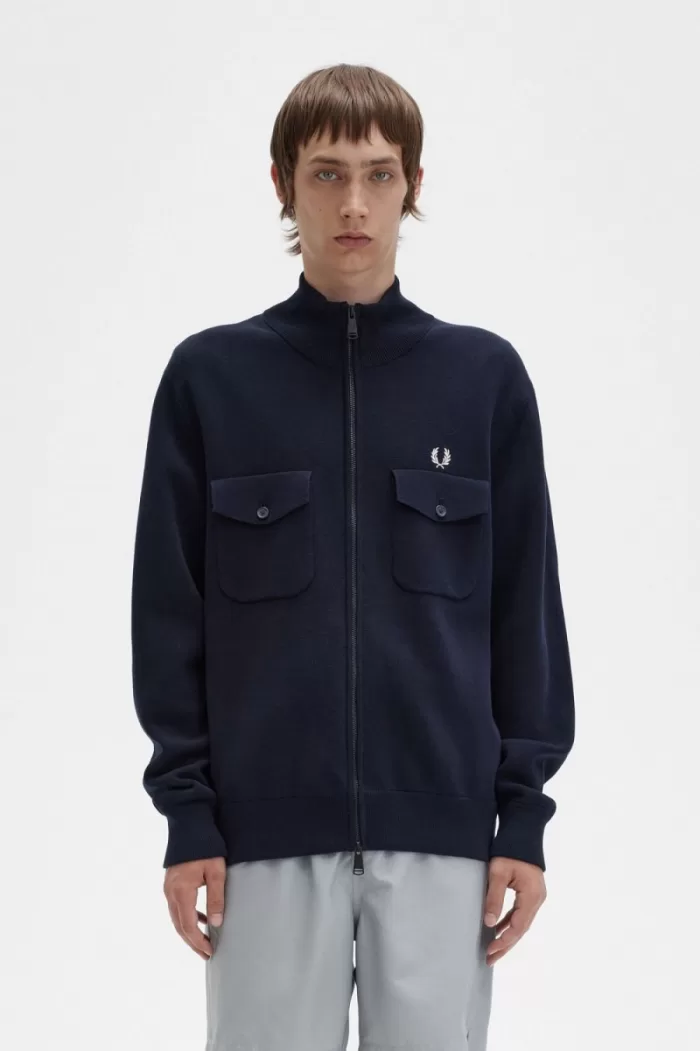 Fred Perry Knitted Men’s Track Jackets Navy VUYKF1760