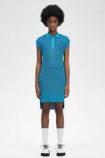 Fred Perry Knitted Shirt Women’s Dress Cyber Blue BFMIQ7639