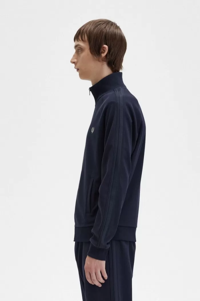 Fred Perry Knitted Tape Men’s Track Jackets Navy JGZUE8675