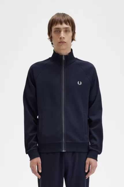 Fred Perry Knitted Tape Men’s Track Jackets Navy JGZUE8675