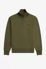 Fred Perry Knitted Trim Zip Neck Men’s Sweatshirts Uniform Green GUAML4570