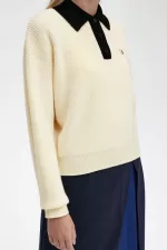 Fred Perry Knitted Women’s Shirt Beige UQCFE5382