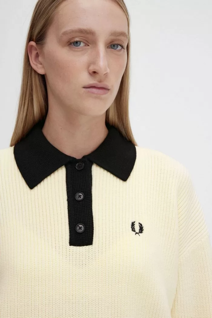 Fred Perry Knitted Women’s Shirt Beige UQCFE5382