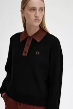 Fred Perry Knitted Women’s Shirt Black OIPXJ2357