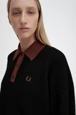 Fred Perry Knitted Women’s Shirt Black OIPXJ2357