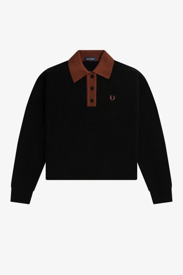 Fred Perry Knitted Women’s Shirt Black OIPXJ2357