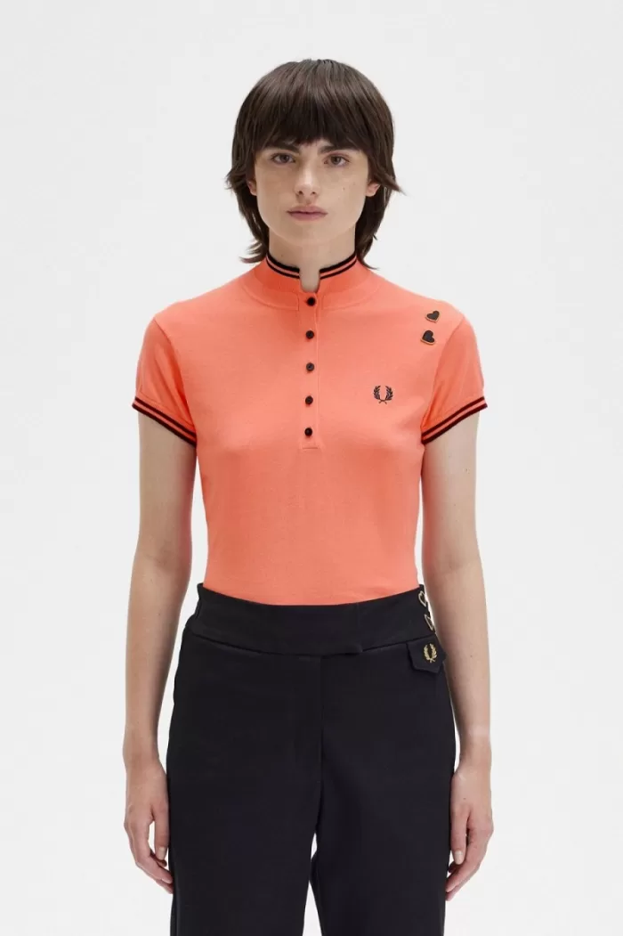 Fred Perry Knitted Women’s Shirt Coral Heat UJYVC8094