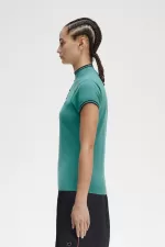 Fred Perry Knitted Women’s Shirt Deep Mint FEPDB1890