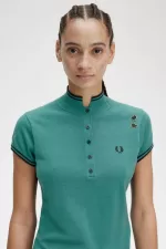 Fred Perry Knitted Women’s Shirt Deep Mint FEPDB1890