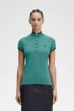 Fred Perry Knitted Women’s Shirt Deep Mint FEPDB1890