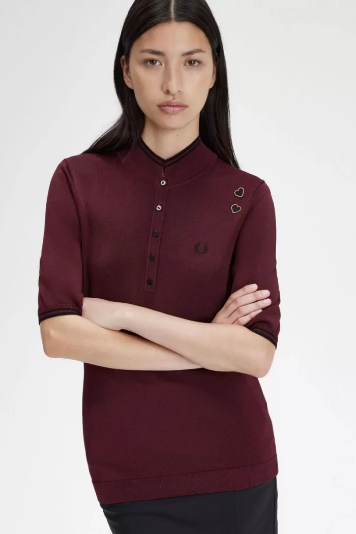 Fred Perry Knitted Women’s Shirt Oxblood CLAOY5207