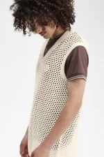 Fred Perry Lace Knit Men’s Tanks Beige QZSET8315