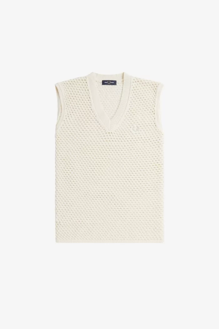 Fred Perry Lace Knit Men’s Tanks Beige QZSET8315