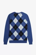 Fred Perry Lambswool Argyle V-Neck Men’s Jumper Cobalt PVNRD7345