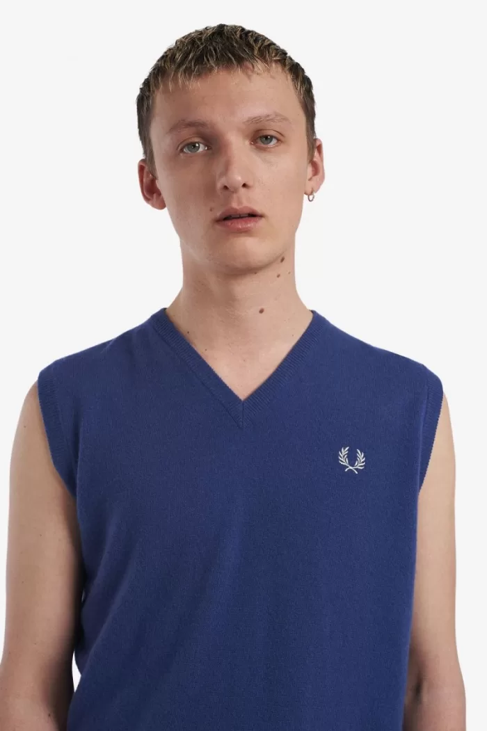 Fred Perry Lambswool Men’s Tanks Cobalt WLCIB9523