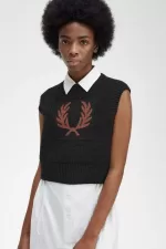 Fred Perry Laurel Wreath Knitted Women’s Tanks Black LOKNA6231