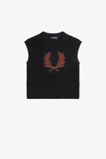 Fred Perry Laurel Wreath Knitted Women’s Tanks Black LOKNA6231