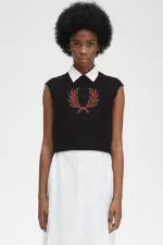 Fred Perry Laurel Wreath Knitted Women’s Tanks Black LOKNA6231