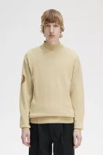 Fred Perry Laurel Wreath Mock Neck Men’s Jumper Oatmeal ZXARM9786