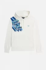 Fred Perry Laurel Wreath Print Hooded Men’s Sweatshirts Snow White QVOKT3172